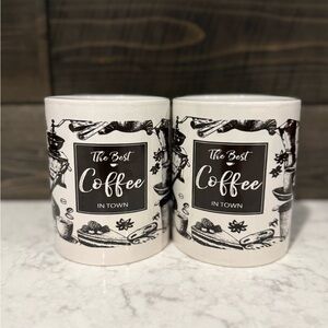 Royal Norfolk The Best Coffee in Town Black and White Coffee Mugs